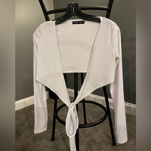 Shein white wrap long sleeve top size S